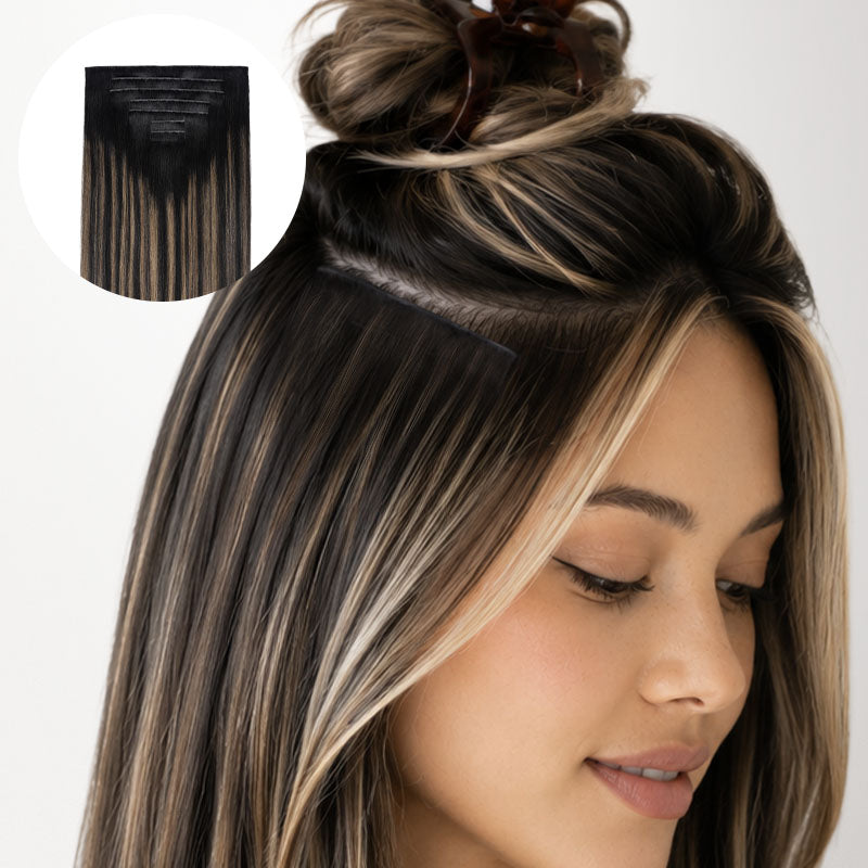 Black to Light Blonde Balayage (1B/19/1B) Invisi Edge Seamless Clip-Ins (140g-160g)