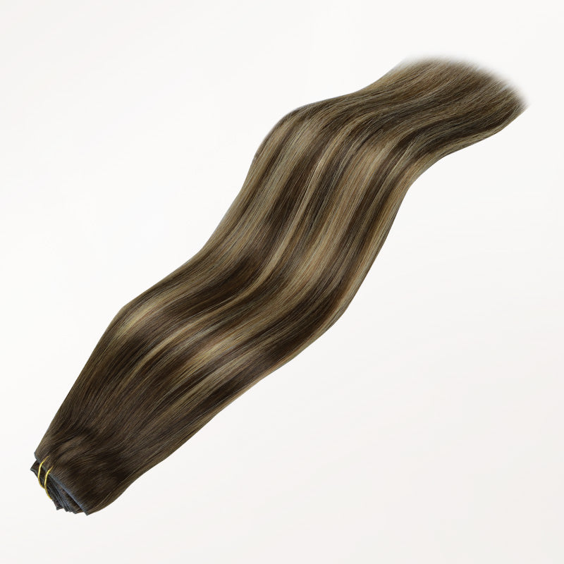 Caramel Blonde Balayage (4/27/4) Invisi Edge Seamless Clip-Ins (140g-160g)_100% Remy Human Hair.