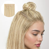 Dark Blonde Highlighted Bleach Blonde (18A/613A) Invisi Edge Seamless Clip-Ins (140g-160g)_100% Remy Human Hair.