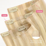Dark Blonde Highlighted Bleach Blonde (18A/613A) Invisi Edge Seamless Clip-Ins (140g-160g)_100% Remy Human Hair.