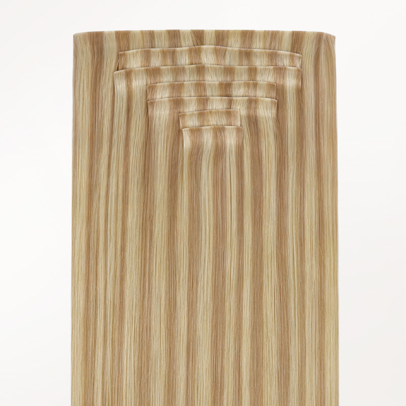  Natural Blonde Balayage (18ET90A) Invisi Edge Seamless Clip-Ins (140g-160g)-100% Remy Human Hair.