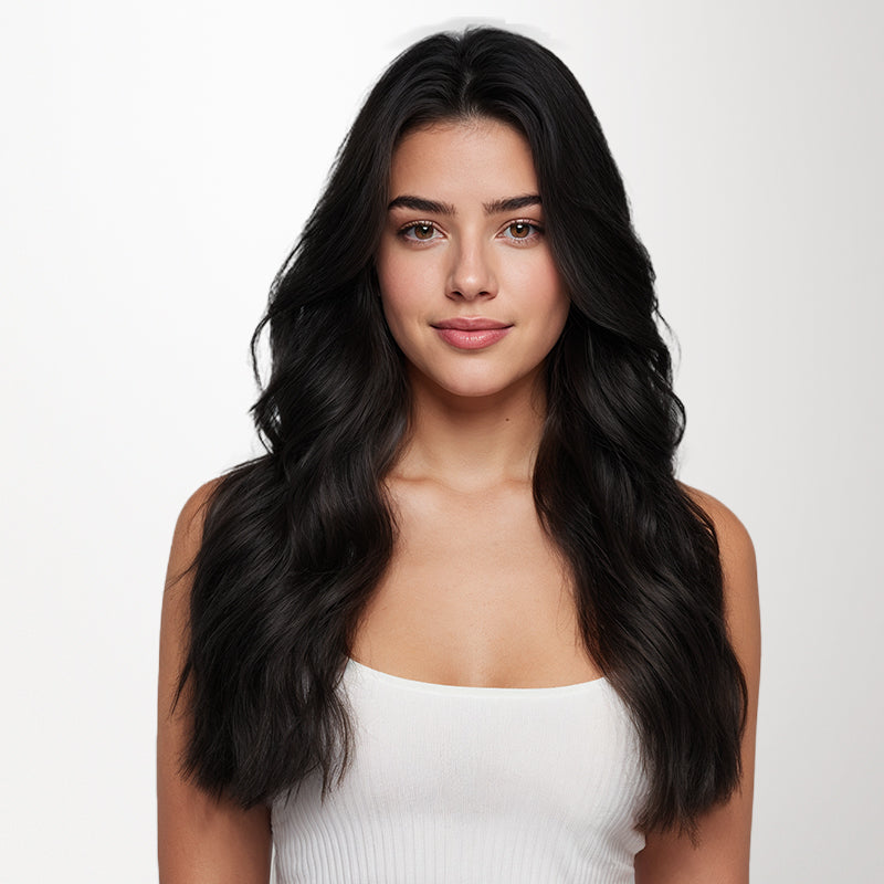Natural Black (1B) Invisi Edge Seamless Clip-Ins (140g-160g)_100% Remy Human Hair.