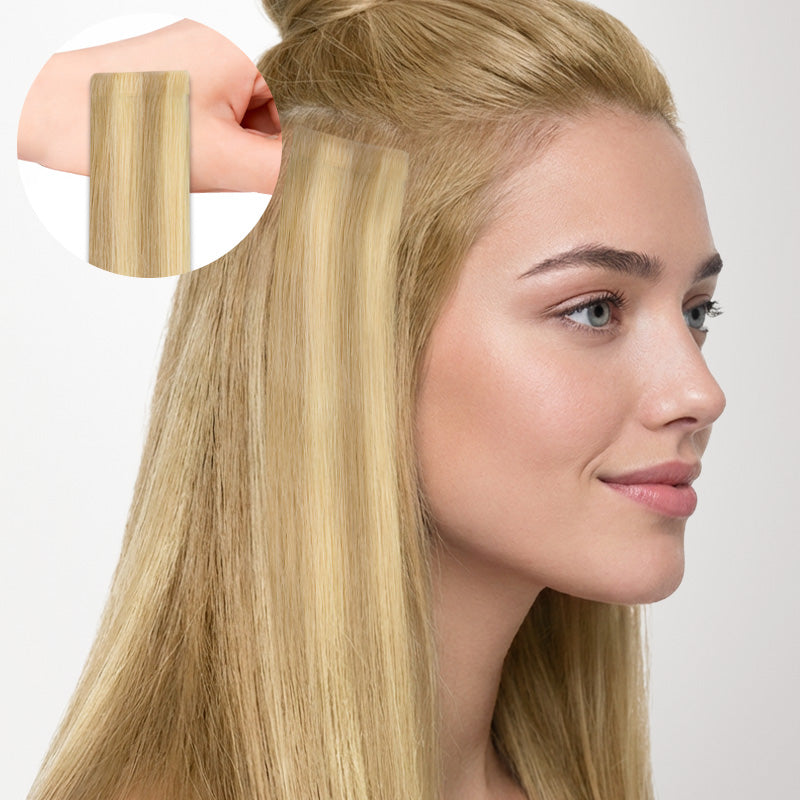 Dirty Blonde Highlights (18D/22F) Invisi Edge Tape-Ins 50g_100% Remy Human Hair.