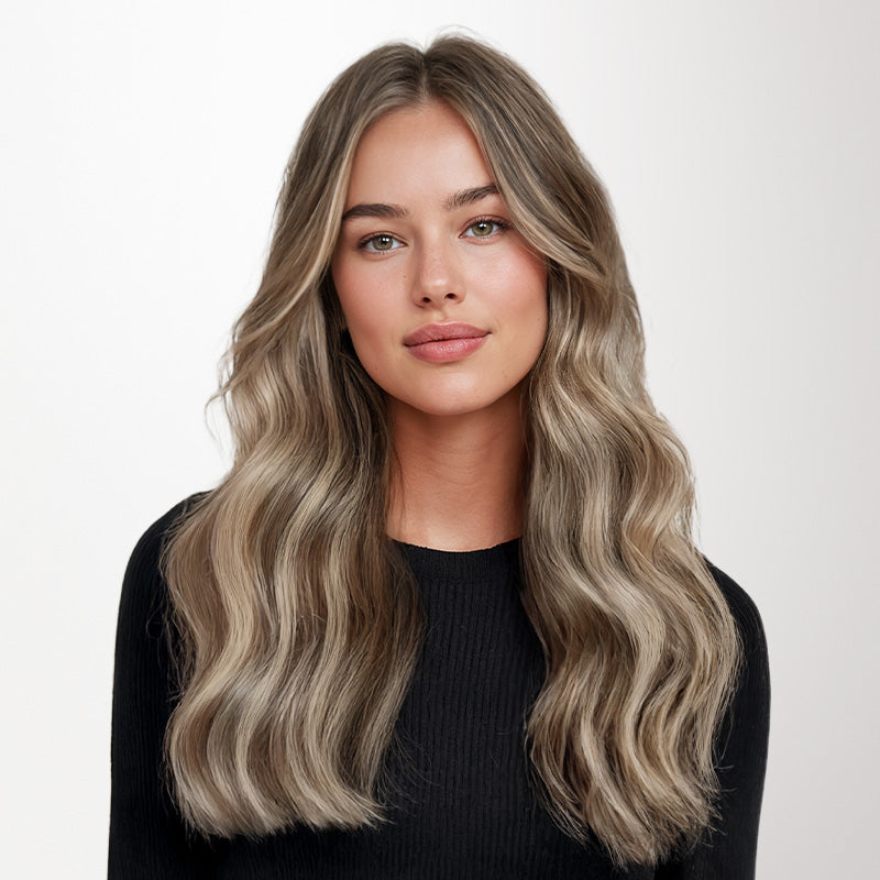 Golden Blonde Highlights (8B/60B) Invisi Edge Tape-Ins 50g_100% Remy Human Hair.