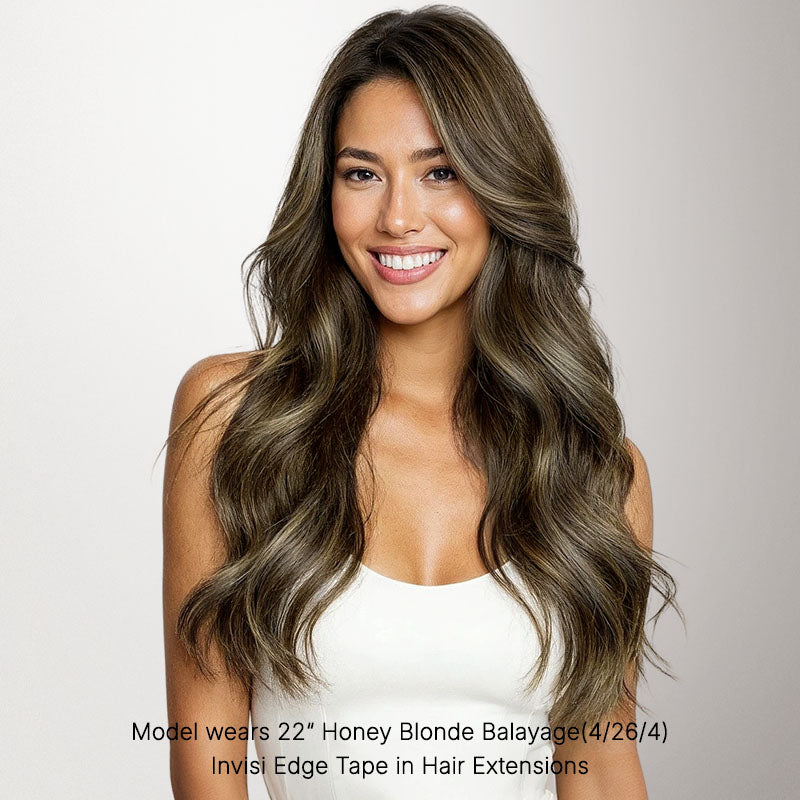 Honey Blonde Balayage (4/26/4) Invisi Edge Tape-Ins 50g-100% Remy Human Hair.