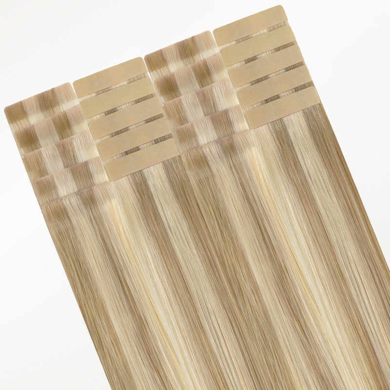 Light Blonde Highlights (16/22A) Invisi Edge Tape-Ins 50g-100% Remy Human Hair.