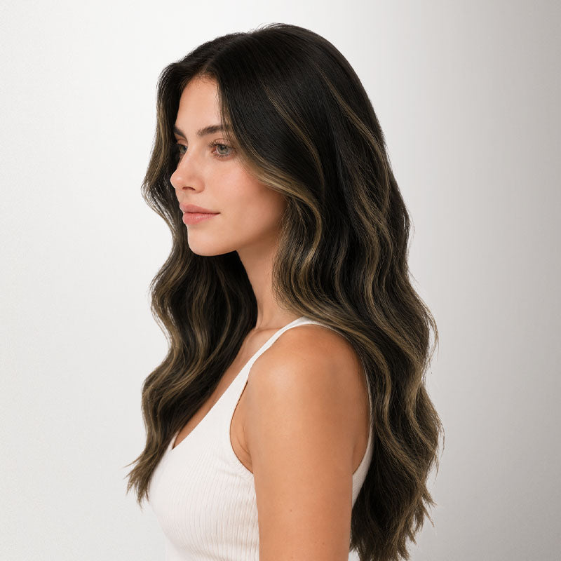  Natural Black Balayage (1B/6/1B) Invisi Edge Tape-Ins 50g-100% Remy Human Hair.