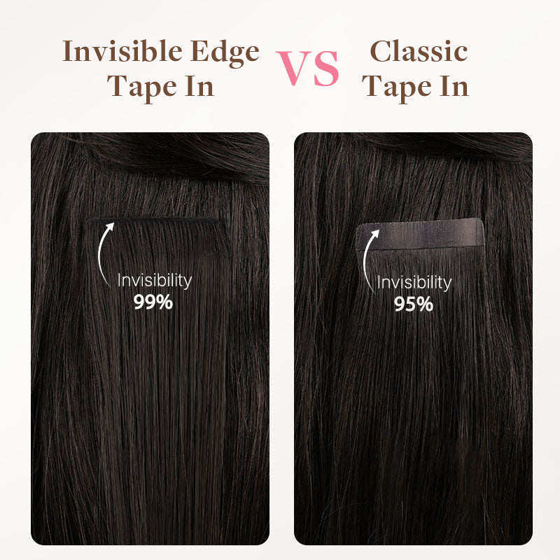  Natural Black Balayage (1B/6/1B) Invisi Edge Tape-Ins 50g-100% Remy Human Hair.