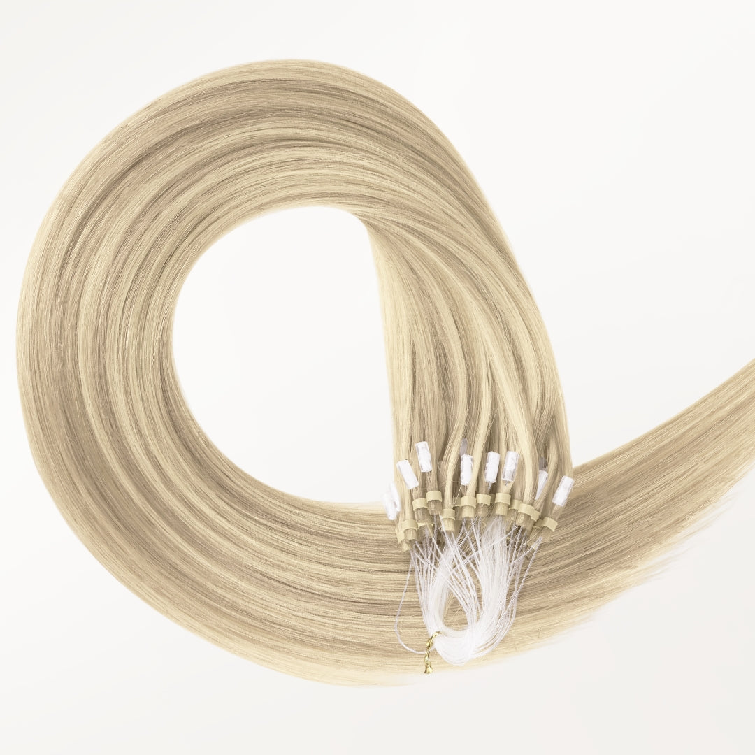 Ash Blonde Highlights (17A/60A) Micro Link Tip Hair Extensions – 100% Remy Human Hair by GOO GOO Hair.