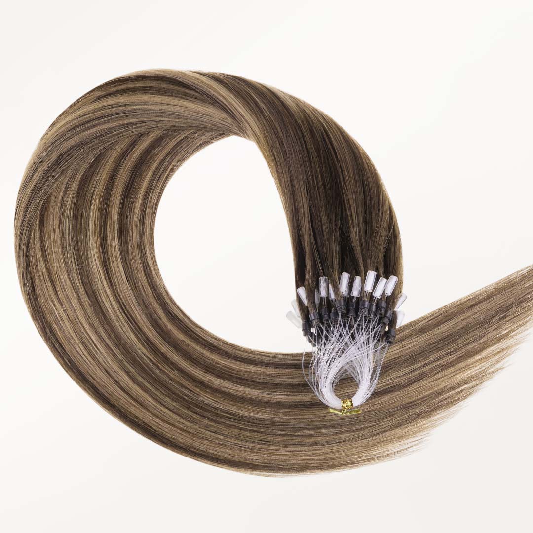 Caramel Blonde Balayage (4/27/4) Micro Link Tip Hair Extensions – 100% Remy Human Hair by GOO GOO Hair.