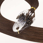Chocolate Brown (4A) Micro Link Tip Hair Extensions – 100% Remy Human Hair by GOO GOO Hair.