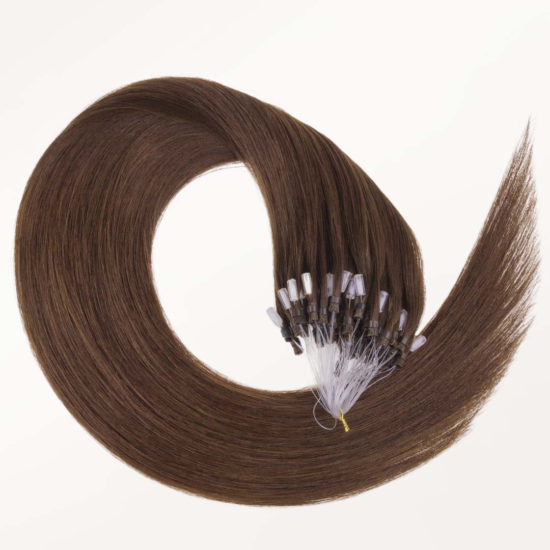 Chocolate Brown (4A) Micro Link Tip Hair Extensions – 100% Remy Human Hair by GOO GOO Hair.