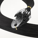 Natural Black (1B) Micro Link Tip Hair Extensions – 100% Remy Human Hair by GOO GOO Hair.