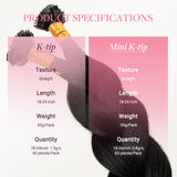 Jet Black (1) Flat Tip Hair Extensions 60g_100% Remy Human Hair.