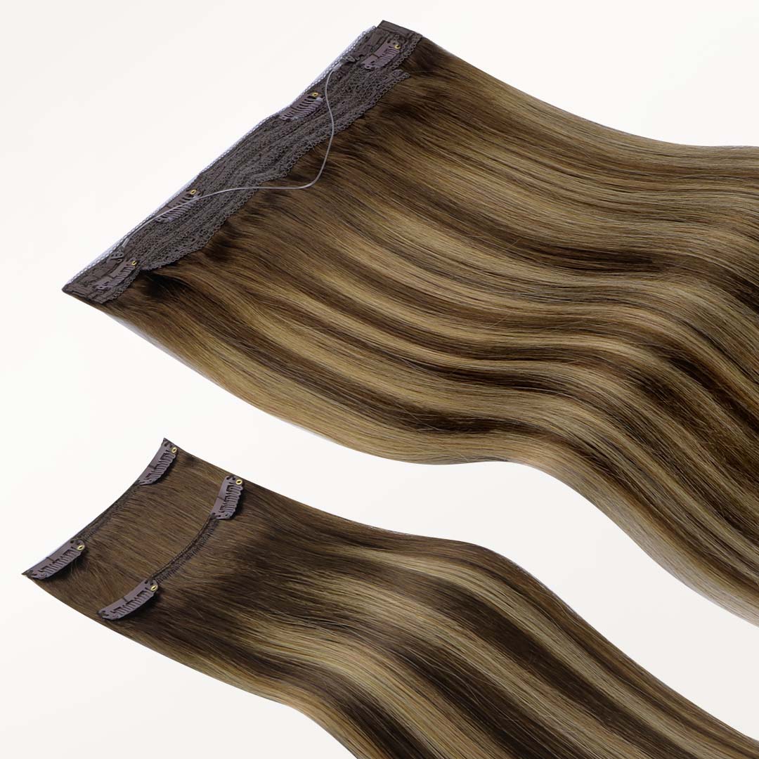 Caramel Blonde Balayage (4/27/4) Pro & Wire Hair Extension (70g-140g)-100% Remy Human Hair.