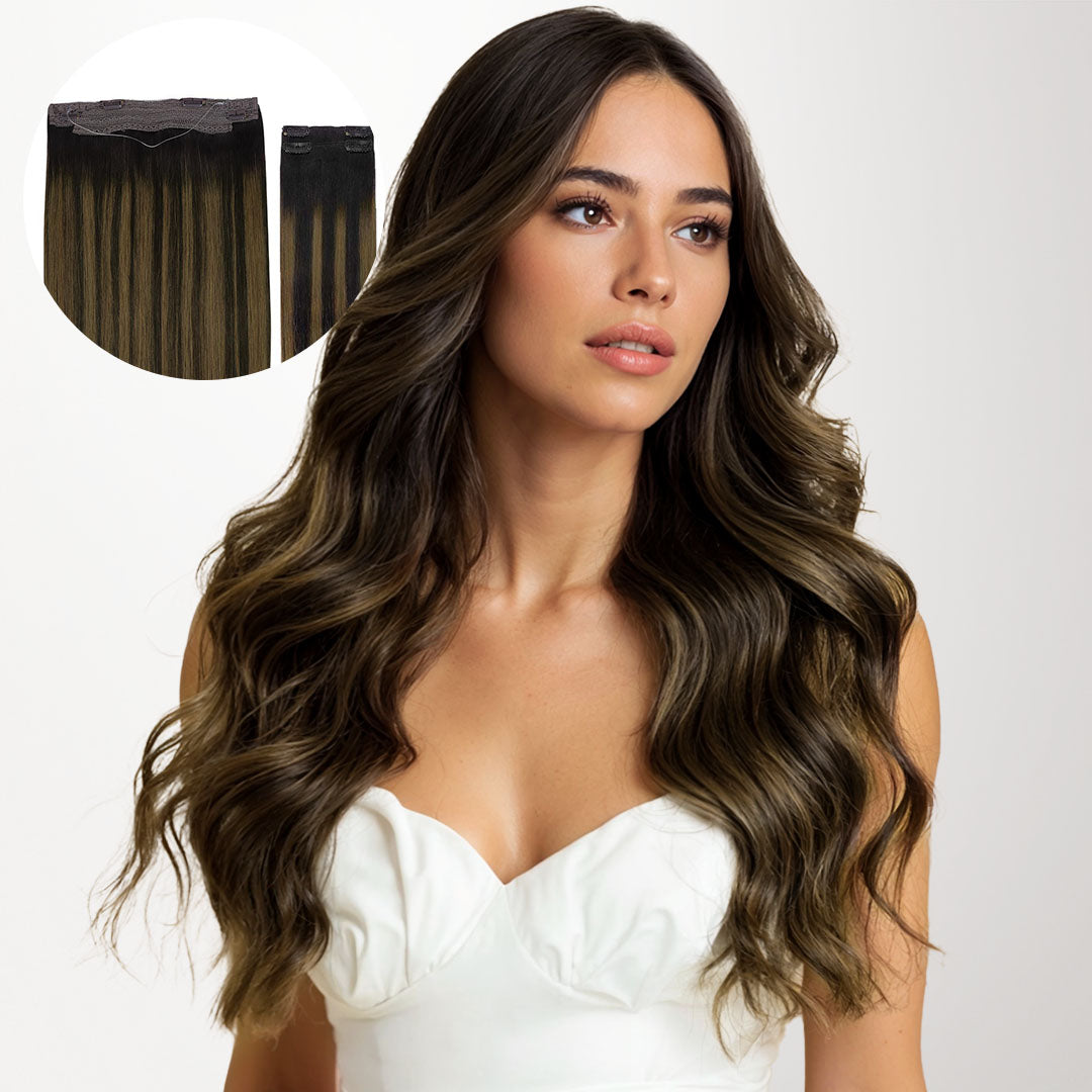 Dark Brown Balayage (2/6/2) Pro & Wire Hair Extension (70g-140g)-100% Remy Human Hair.