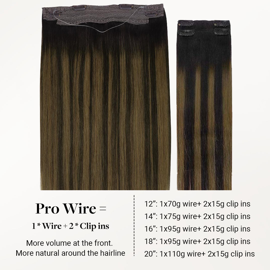 Dark Brown Balayage (2/6/2) Pro & Wire Hair Extension (70g-140g)-100% Remy Human Hair.