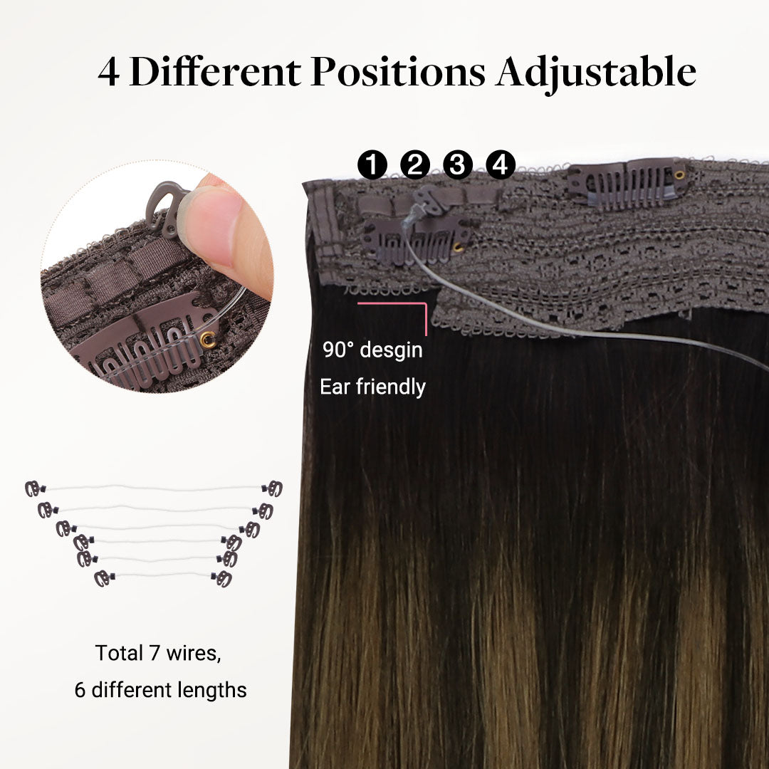 Dark Brown Balayage (2/6/2) Pro & Wire Hair Extension (70g-140g)-100% Remy Human Hair.