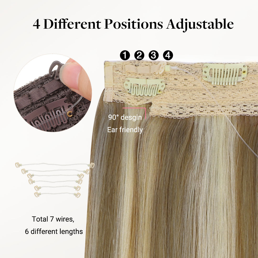 Golden Blonde Highlights (8B/60B) Pro & Wire Hair Extension (70g-140g)-100% Remy Human Hair.