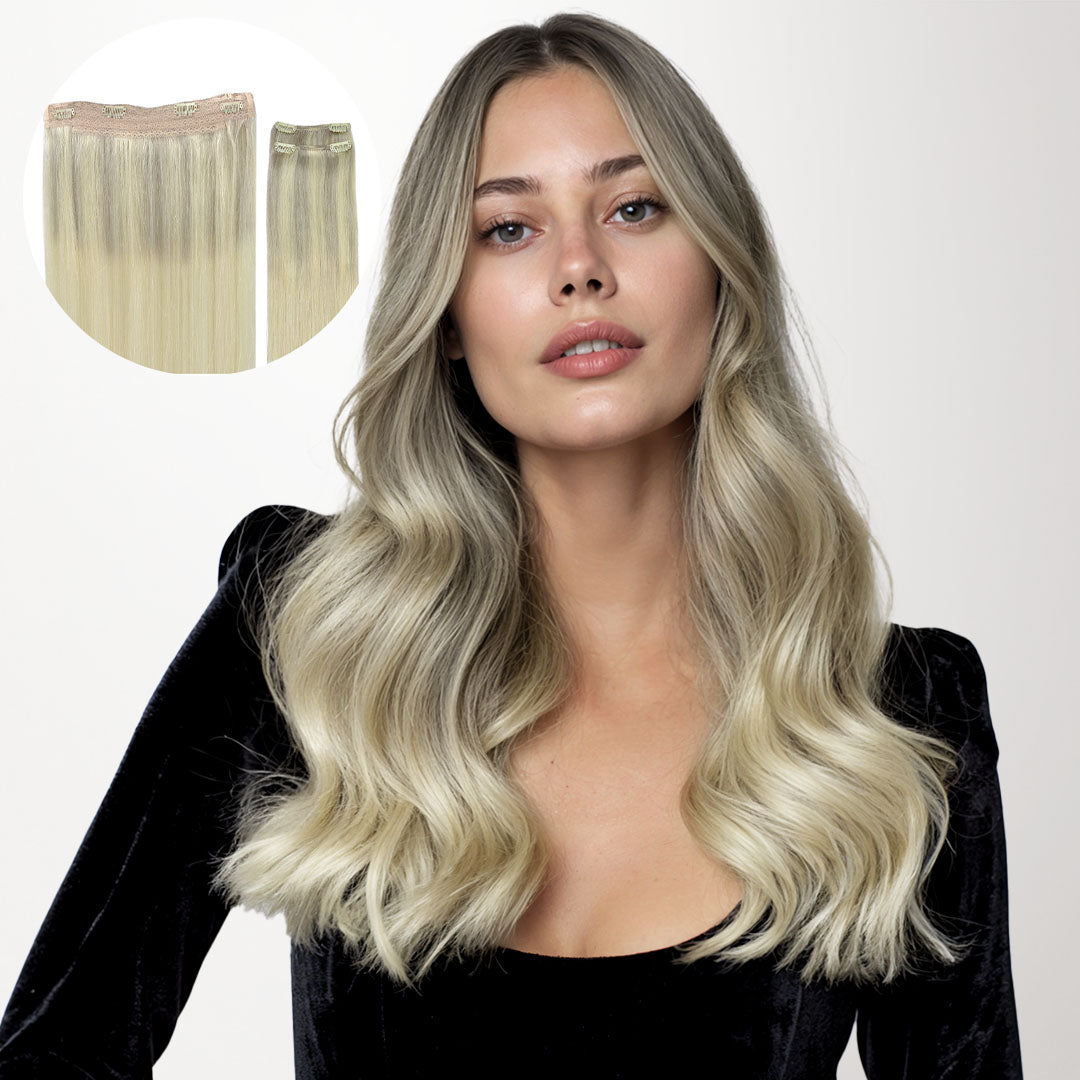 Platinum Blonde Balayage (17/22/60) Pro & Wire Hair Extension (70g-140g)-100% Remy Human Hair.