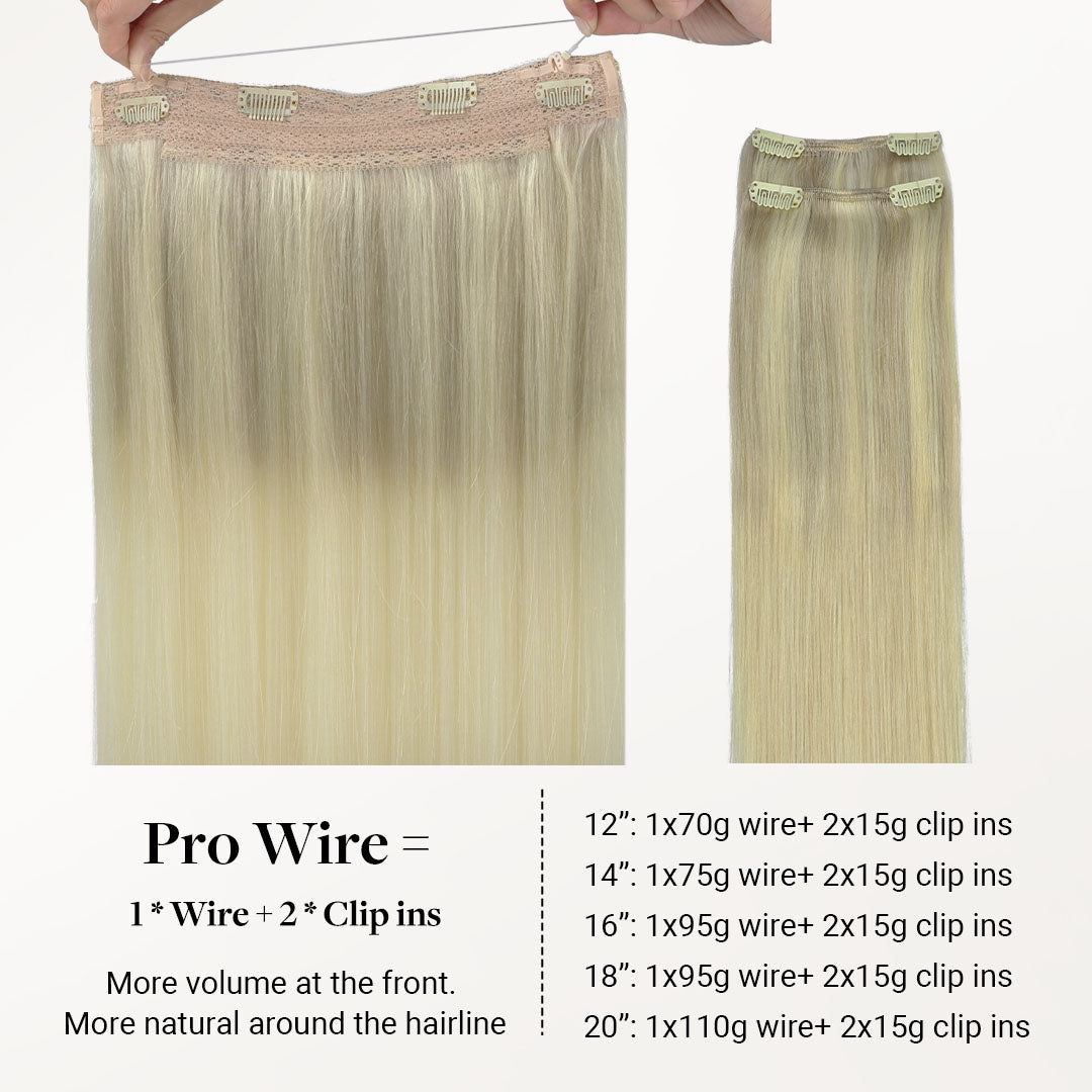 Platinum Blonde Balayage (17/22/60) Pro & Wire Hair Extension (70g-140g)-100% Remy Human Hair.