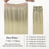 Platinum Blonde Balayage (17/22/60) Pro & Wire Hair Extension (70g-140g)-100% Remy Human Hair.