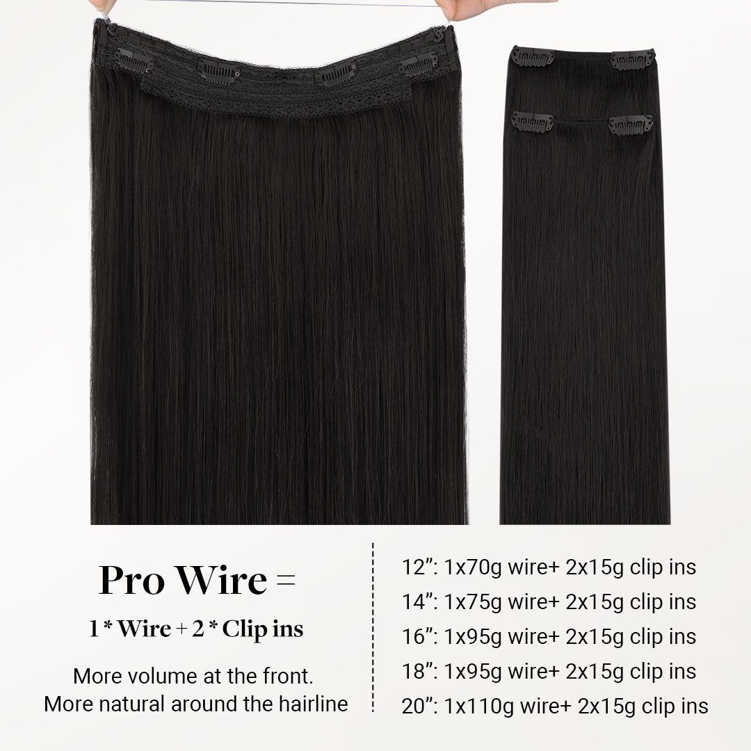 Natural Black (1B) Pro & Wire Hair Extension (70g-140g)-100% Remy Human Hair.