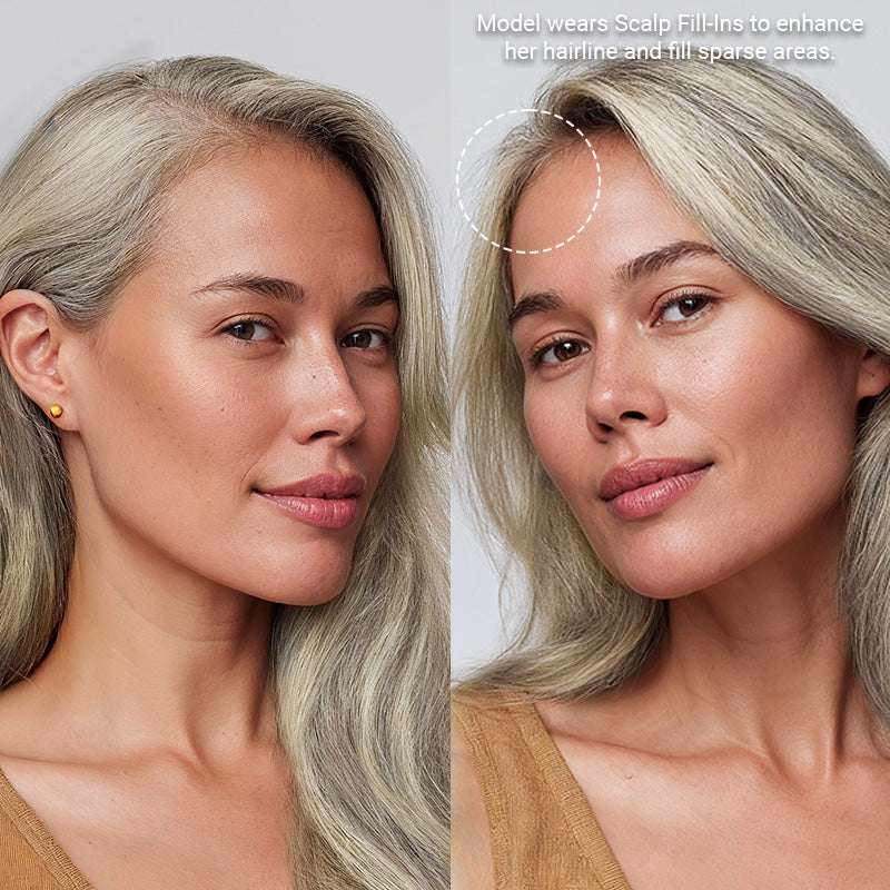 Ash Blonde Highlights (17A/60A) Scalp Hair Fill-Ins (30g-39g)_100% Remy Human Hair.