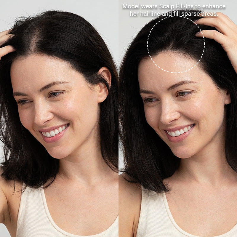Natural Black (1B) Scalp Hair Fill-Ins (30g-39g)_100% Remy Human Hair.