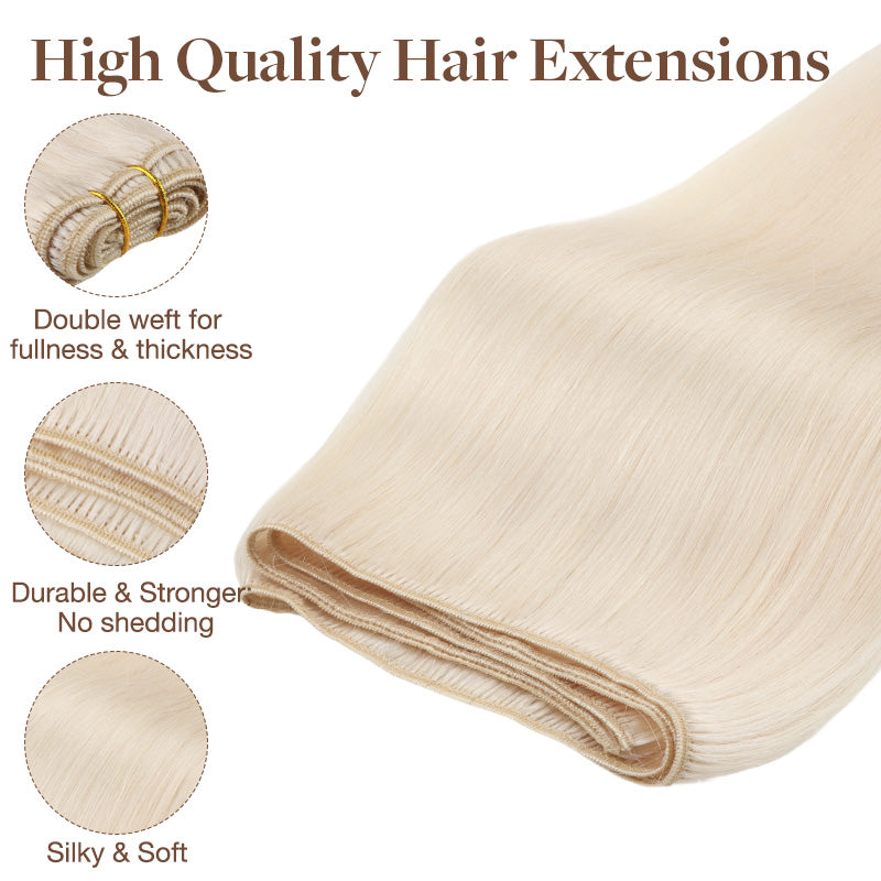 Pure Platinum Blonde (1000) Sew-In Weft Hair Extensions (80g-120g)_100% Remy Human Hair.