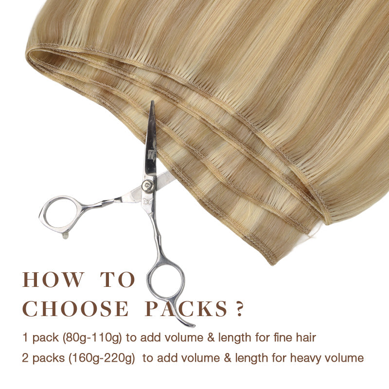 Dirty Blonde Highlights (18D/22F) Sew-In Weft Hair Extensions (80g-120g)_100% Remy Human Hair.