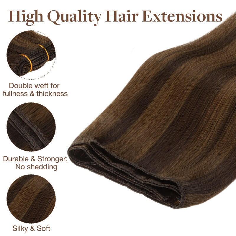 Brown Sugar Swirl Highlights (2C/4E/6C) Sew-In Weft Hair Extensions (80g-120g)-100% Remy Human Hair.