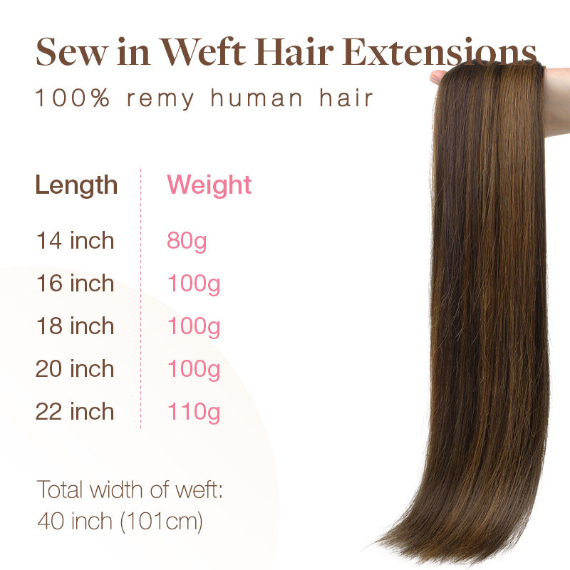 Brown Sugar Swirl Highlights (2C/4E/6C) Sew-In Weft Hair Extensions (80g-120g)-100% Remy Human Hair.