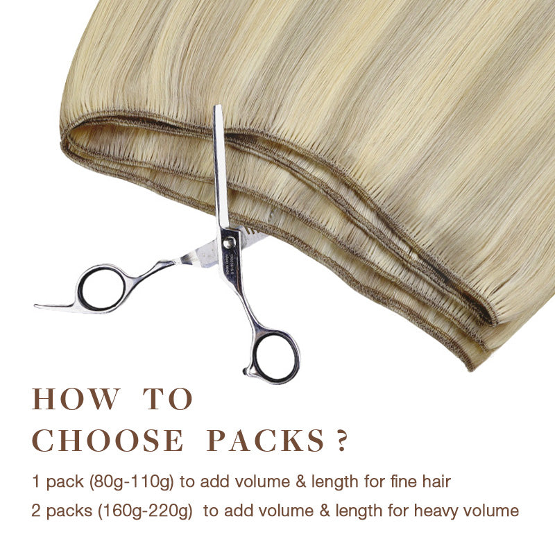 Ash Blonde Highlights (17A/60A) Sew-In Weft Hair Extensions (80g-120g)_100% Remy Human Hair.