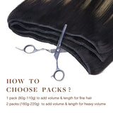 Black to Light Blonde Balayage (1B/19/1B) Sew-In Weft Hair Extensions (80g-120g)_100% Remy Human Hair.