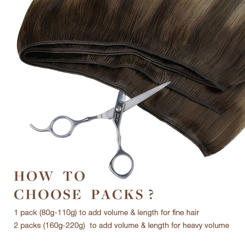 Honey Blonde Balayage (4/26/4) Sew-In Weft Hair Extensions (80g-110g)-100% Remy Human Hair.