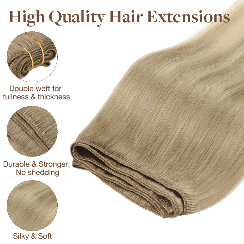 Natural Blonde Balayage (18ET90A) Sew-In Weft Hair Extensions (80g-110g)-100% Remy Human Hair.