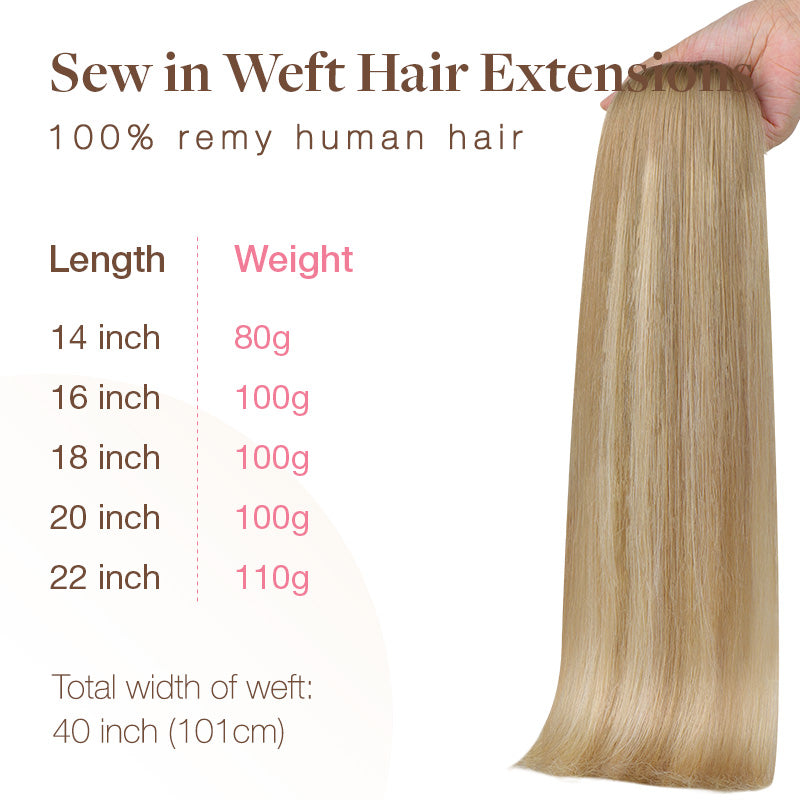 Natural Blonde Balayage (18ET90A) Sew-In Weft Hair Extensions (80g-120g)_100% Remy Human Hair.