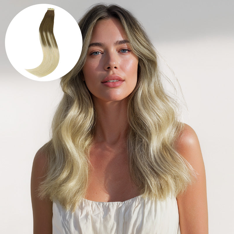 Ash Brown to Platinum Blonde (9/60) Tape-Ins 50g [Clearance]_100% Remy Human Hair.