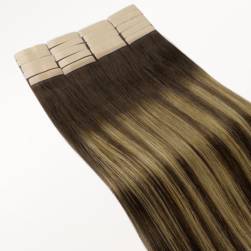Caramel Blonde Balayage (4/27/4) Tape-Ins 50g-100% Remy Human Hair.