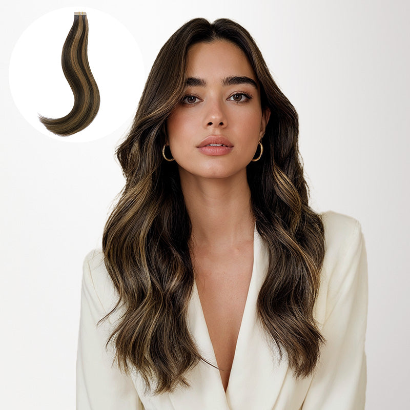 Tape-Ins Hair Extensions Highlights_100% Remy Human Hair.