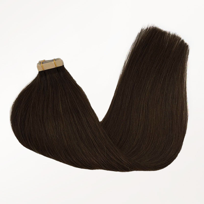  Chocolate Brown (4A) Silky Straight Tape In Hair Extensions 50g_100% Remy Human Hair.