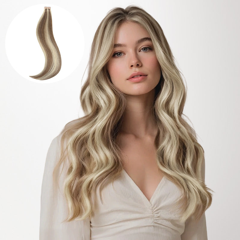 Tape-Ins Hair Extensions Highlights_100% Remy Human Hair.