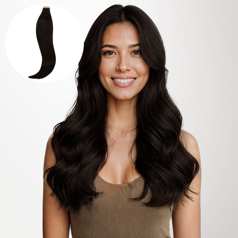 Dark Brown (2) Tape-Ins [Clearance]_100% Remy Human Hair.