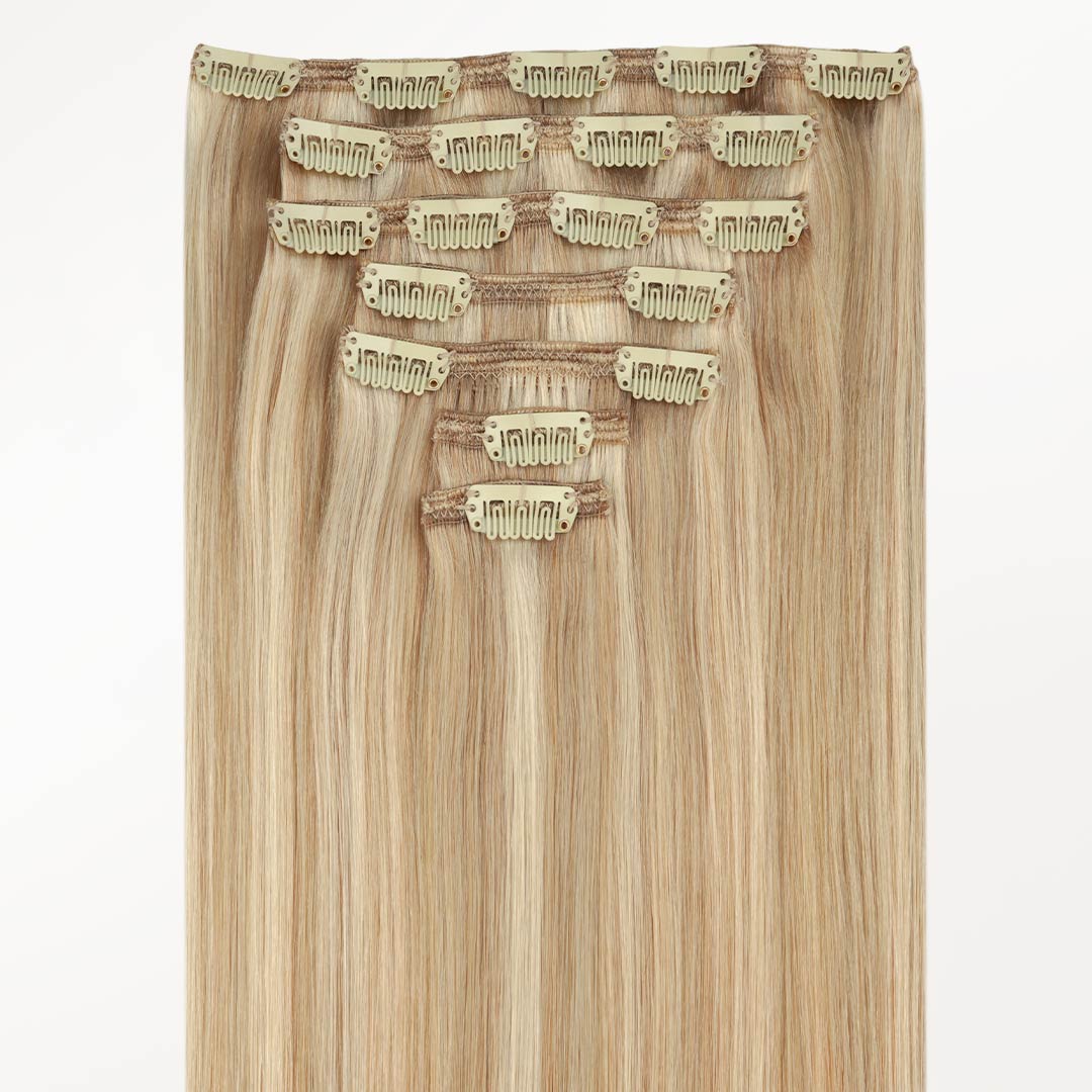 Dirty Blonde Highlights (18D/22F) Classic Clip-Ins (150g-170g)_100% Remy Human Hair.