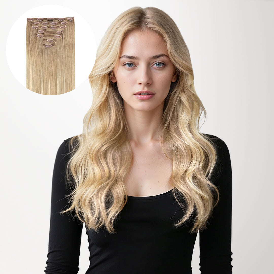 Natural Blonde Balayage (18ET90A) Classic Clip-Ins (150g-170g)_100% Remy Human Hair.