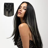 Black to Light Blonde Balayage (1B/19/1B) Classic Clip-Ins (150g-170g)_100% Remy Human Hair.