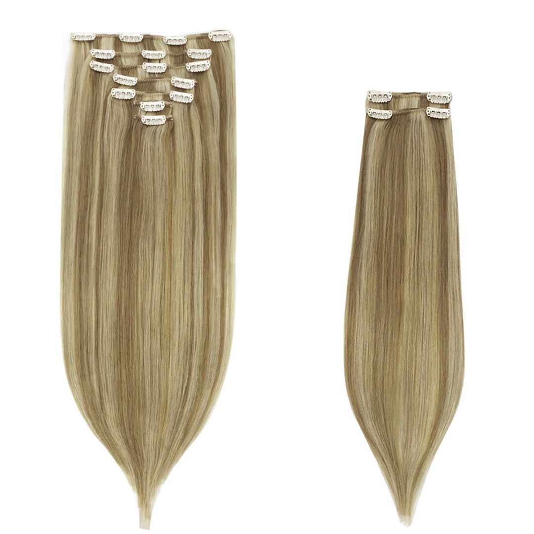 Light Blonde Highlights (16/22A) Thick Clip-Ins Set_100% Remy Human Hair.