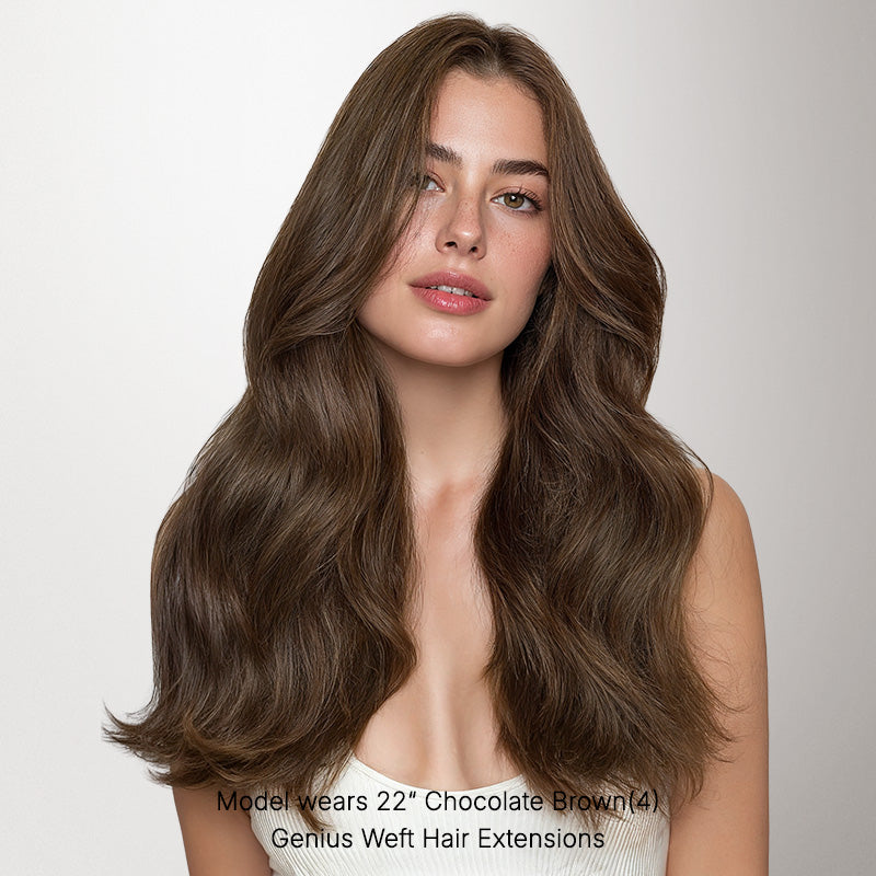 Chocolate Brown (4A) Thick Genius Tape Weft Hair Extensions 100-120g_100% Remy Human Hair.