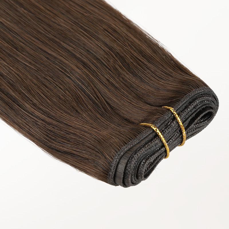 Chocolate Brown (4A) Thick Genius Tape Weft Hair Extensions 100-120g_100% Remy Human Hair.